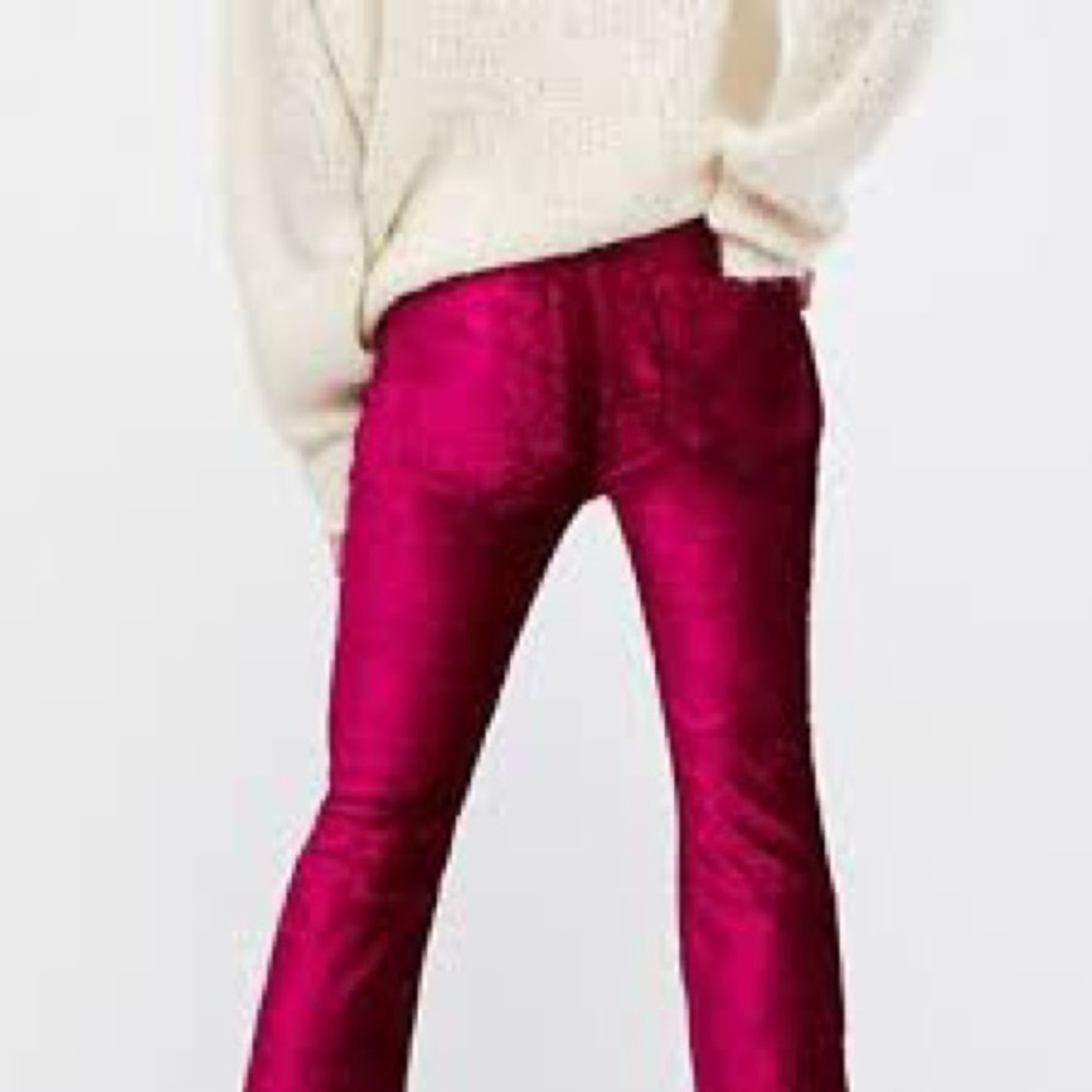 Free People Stretch Velour Crushed Velvet Crop Flare Pants Size 24 - Picture 5 of 9